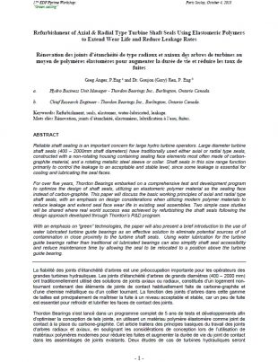 Research_H - Seals - Refurbishment of Axial & Radial Type Shaft Seals
