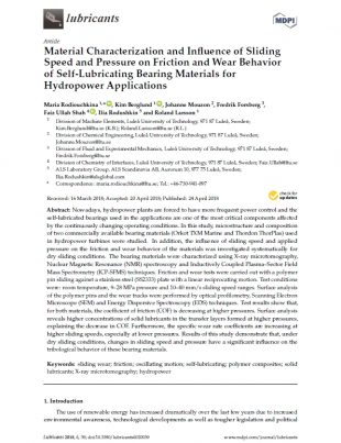 Research_H - WGB - LuleaTU - Friction and Wear of Self-Lubricating Materials