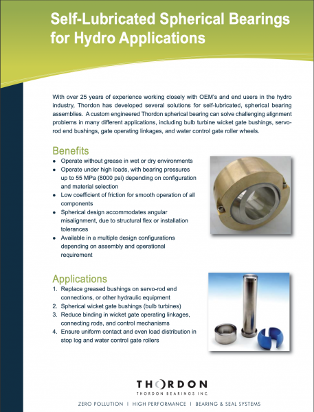 Hydro Split Spherical Bearing Product Sheet