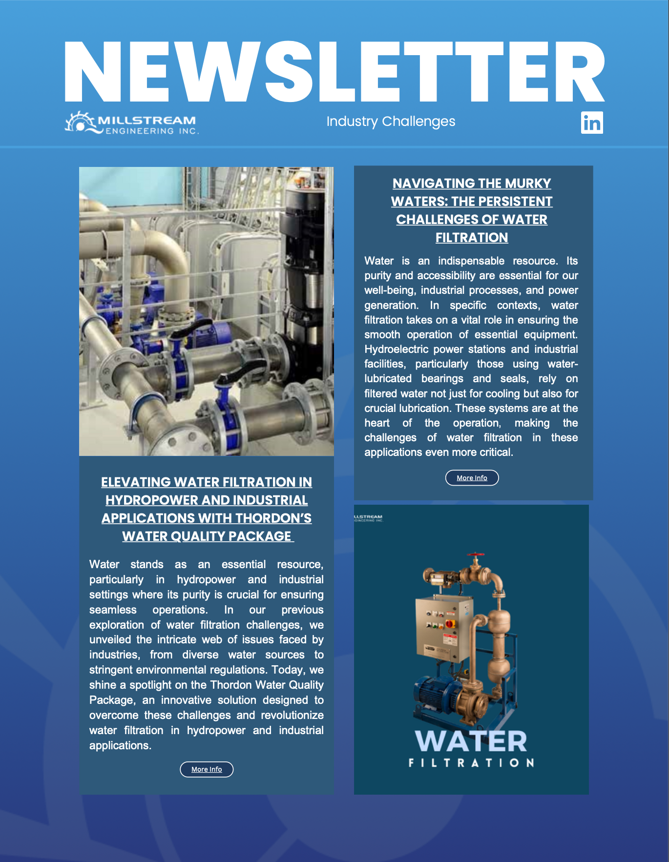 Water filtration - industrial Newsletter Millstream Engineering